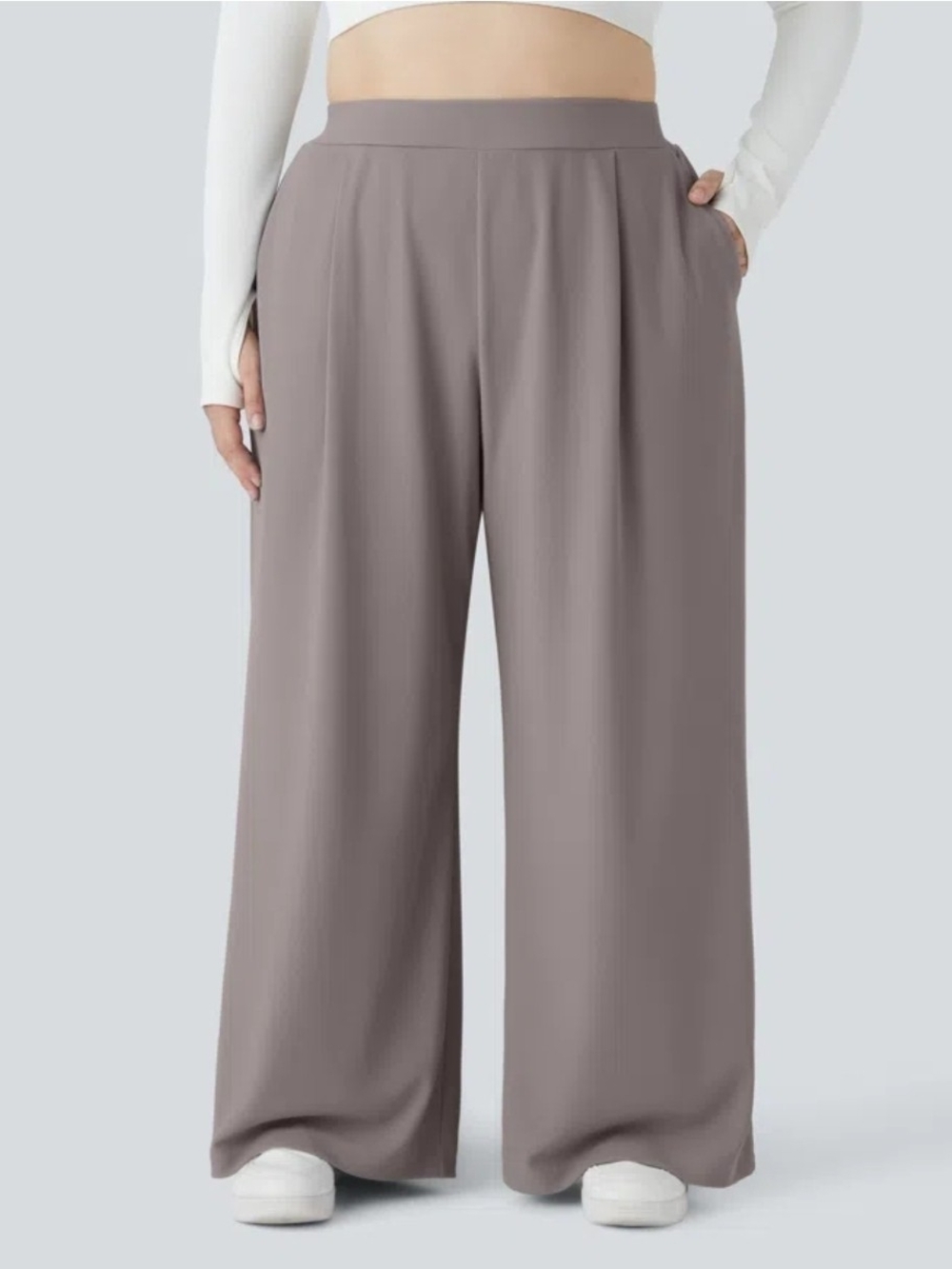 Halara NWOT Flex™ High Waisted Pocket Wide Leg Waffle GRAY 3XL Work Pants (218)
